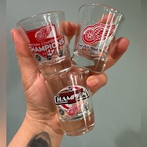 Lot of 3 Detroit Red Wings 2008 NHL Stanley Cup Champions Shot Glass Hockey